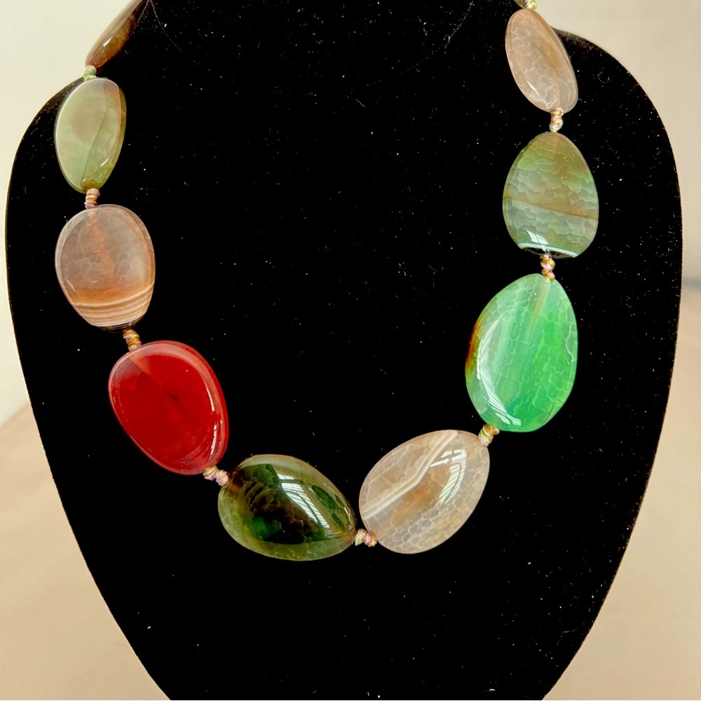 Necklace of Semi-Precious Stones. 1” Wide Stones X  20” Long.